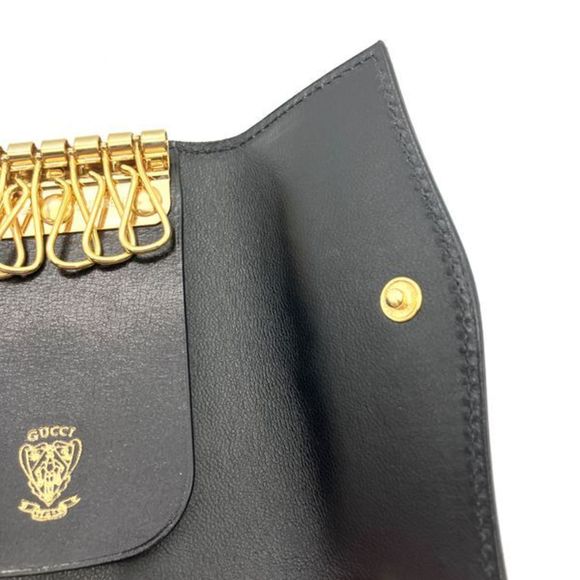 GUCCI Interlocking G 6-ring key case, leather, black, unisex - Picture 3 of 9